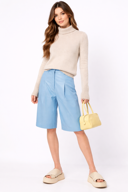 Genuine Lambskin Leather Bermuda Shorts