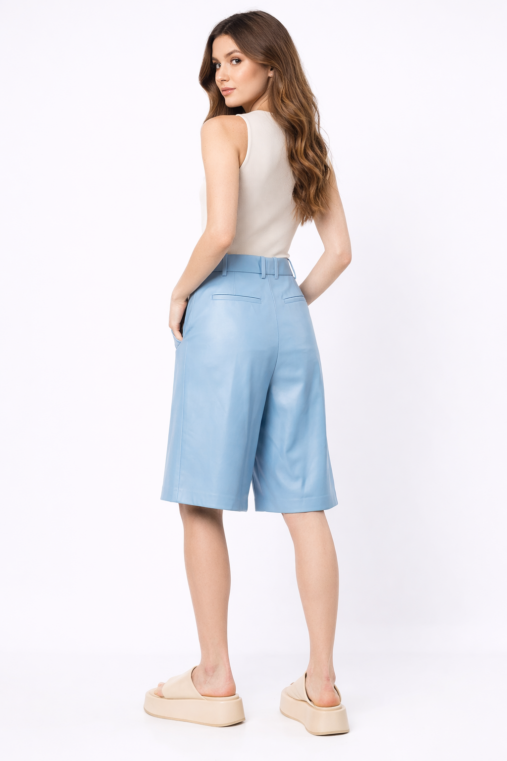 Genuine Lambskin Leather Bermuda Shorts