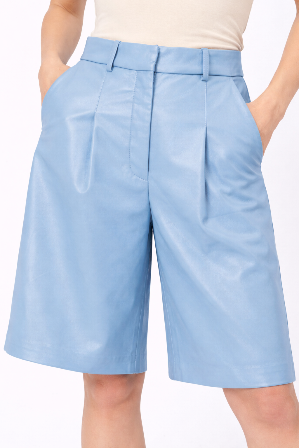 Genuine Lambskin Leather Bermuda Shorts
