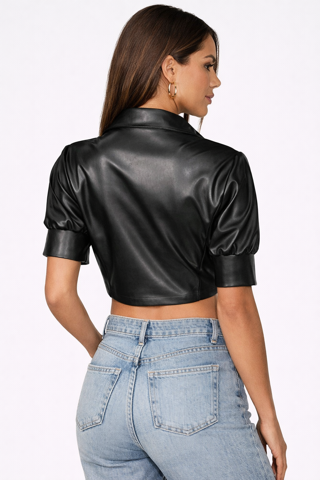 Genuine Lambskin Leather Crop Top