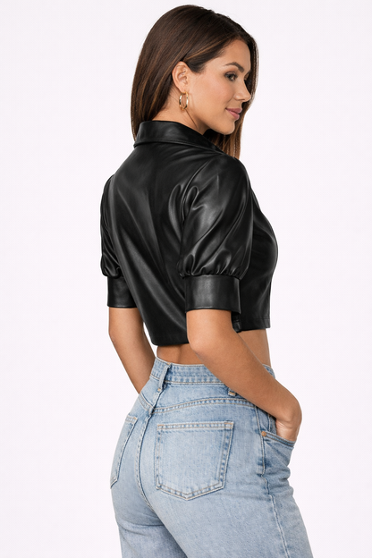 Genuine Lambskin Leather Crop Top