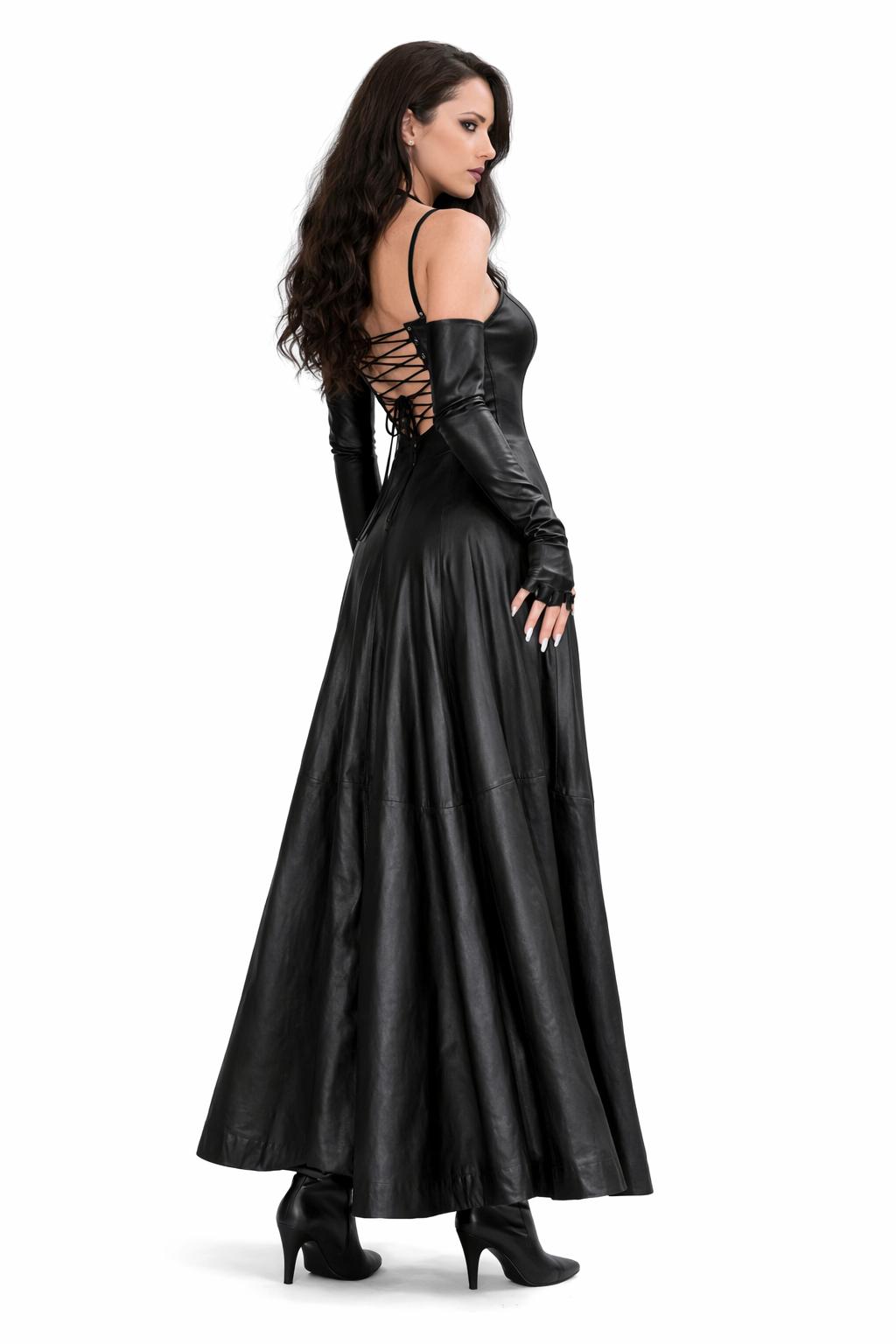 Genuine Lambskin Leather Maxi Dress