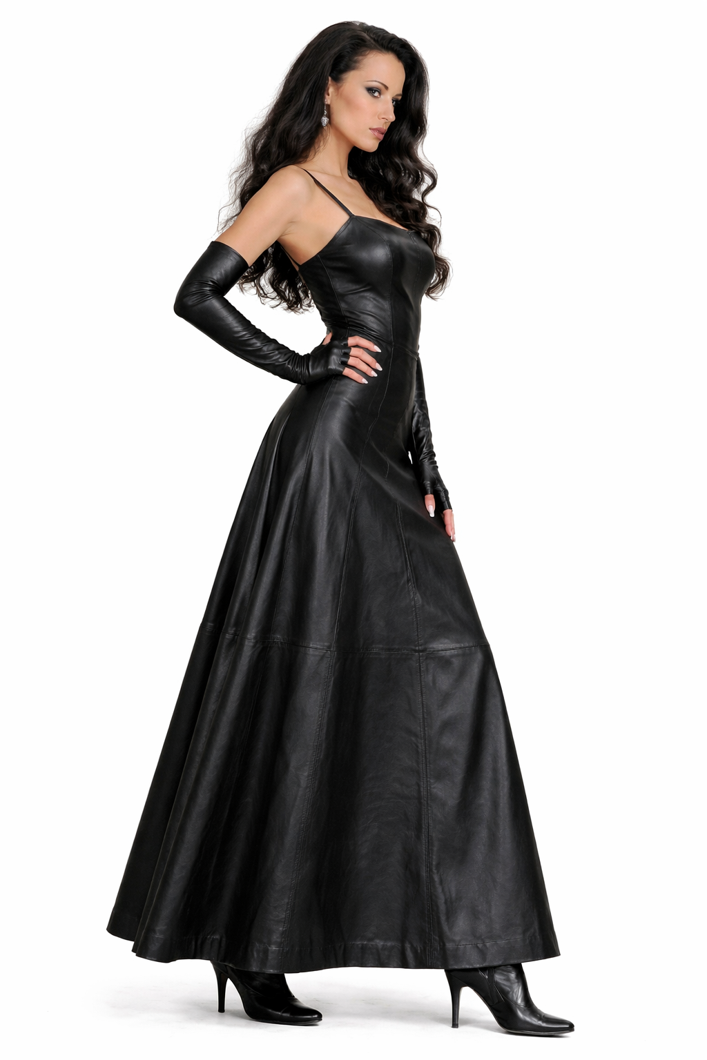 Genuine Lambskin Leather Maxi Dress