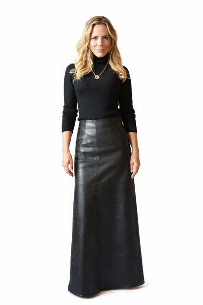 Genuine Lambskin Leather Maxi Skirt