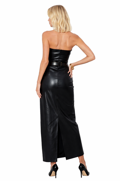 Lambskin Leather Midi Dress with Belt