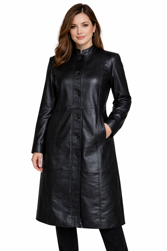 Genuine Lambskin Leather Coat Women
