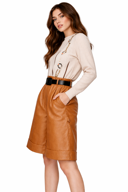 Genuine Lambskin Leather Shorts