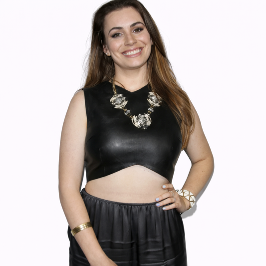 Genuine Lambskin Leather Crop Top