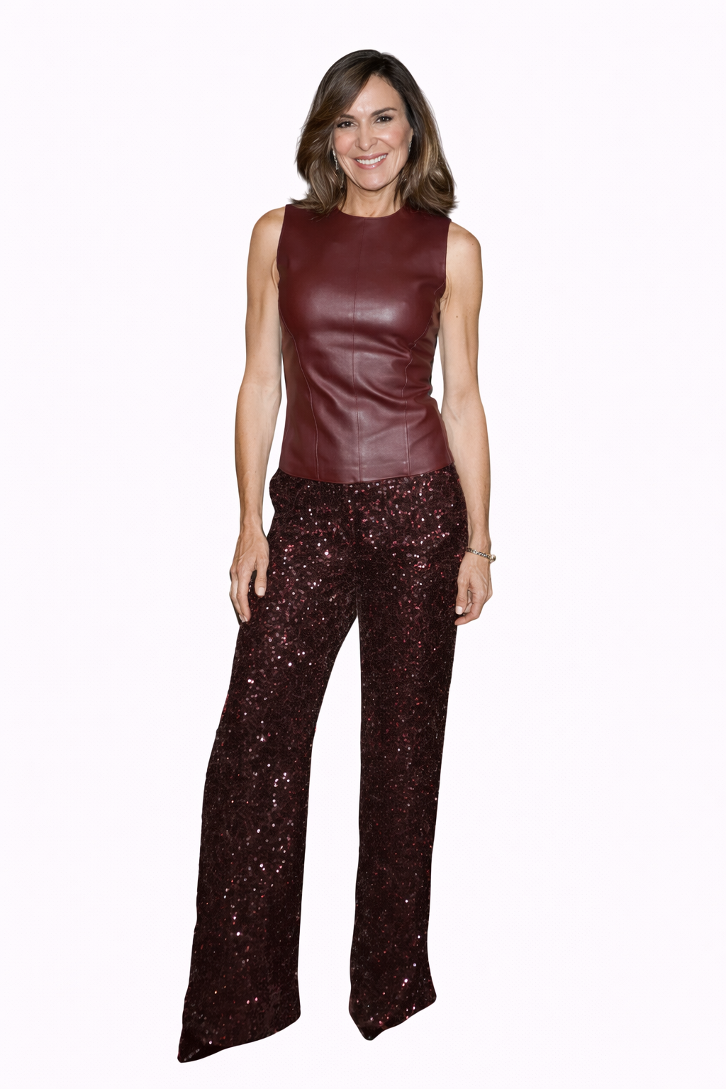 Burgundy Genuine Lambskin Leather Top