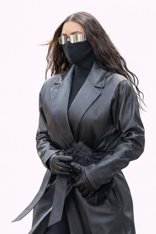 Genuine Lambskin Leather Trench Coat