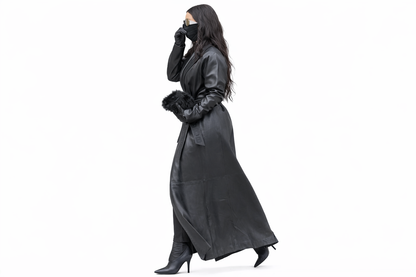 Genuine Lambskin Leather Trench Coat
