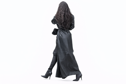 Genuine Lambskin Leather Trench Coat