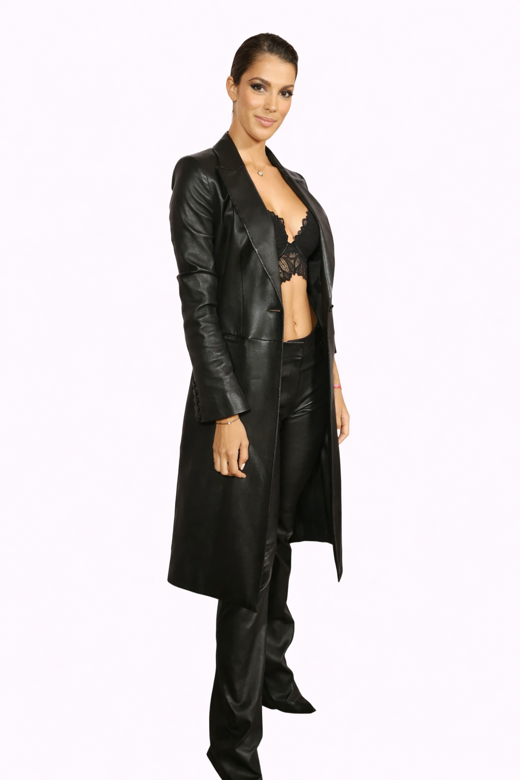 Genuine Lambskin Leather Long Coat
