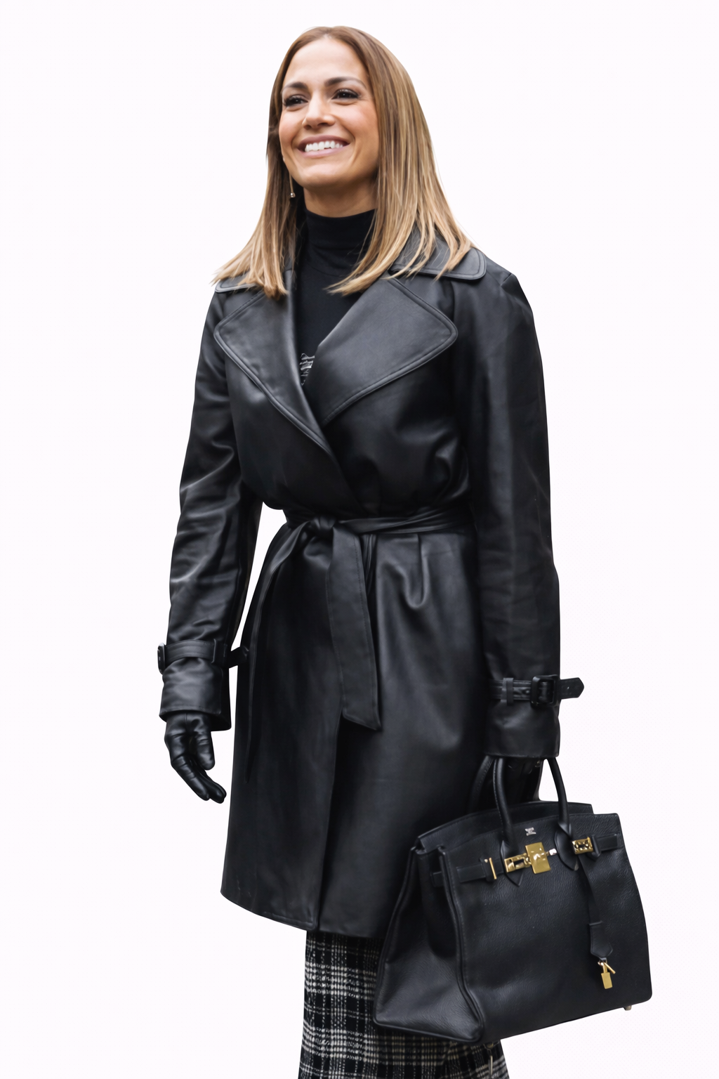Genuine Lambskin Leather Trench Coat