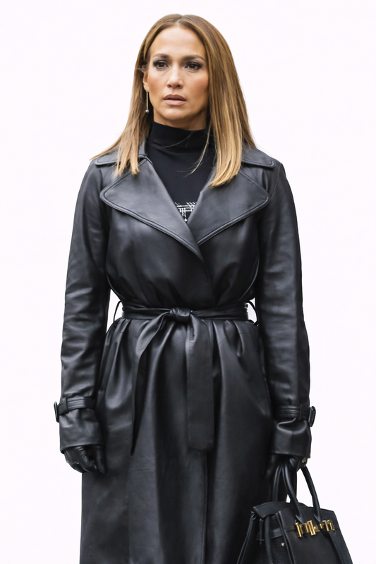 Genuine Lambskin Leather Trench Coat