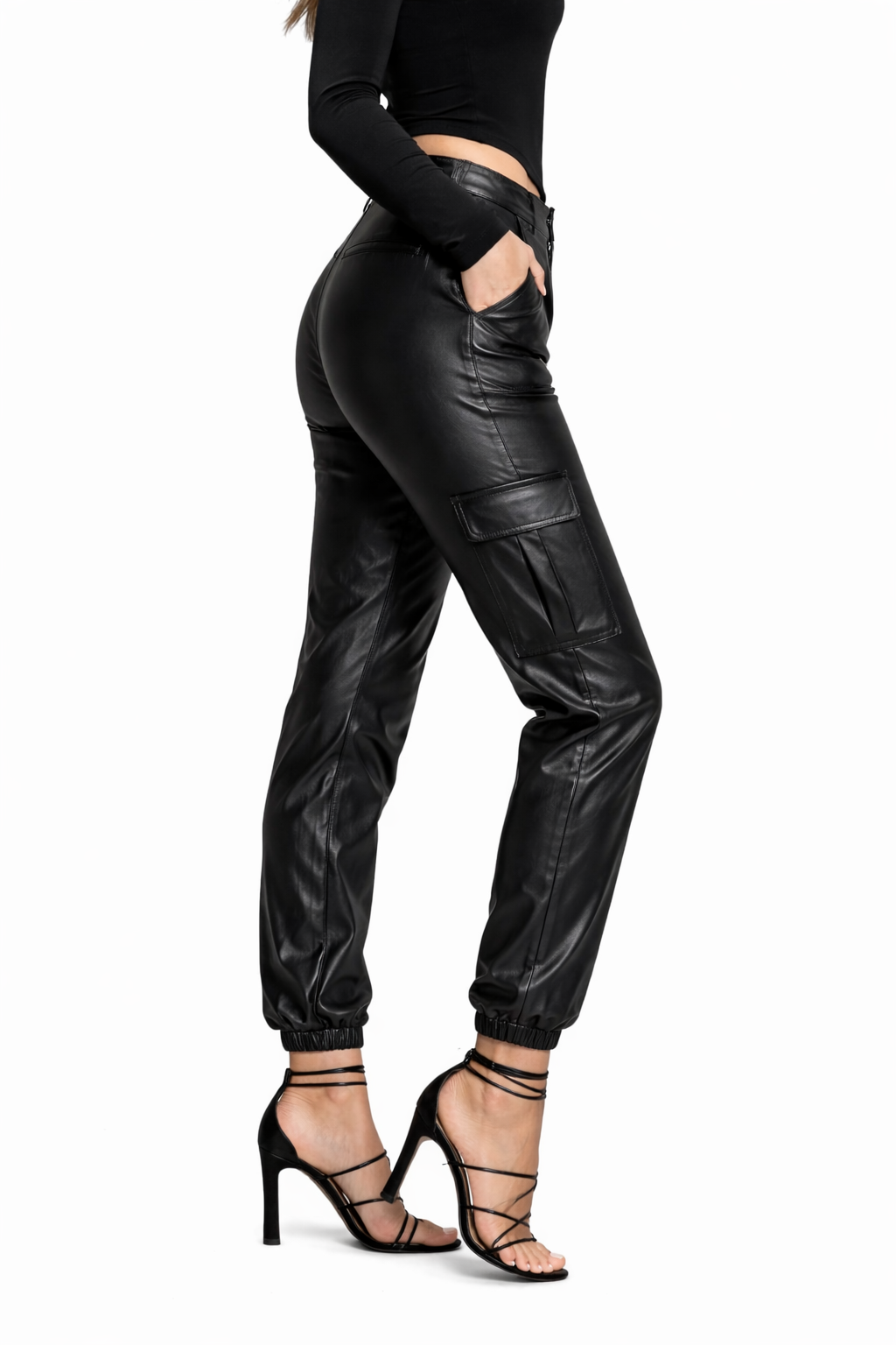 Genuine Lambskin Leather Cargo Pants
