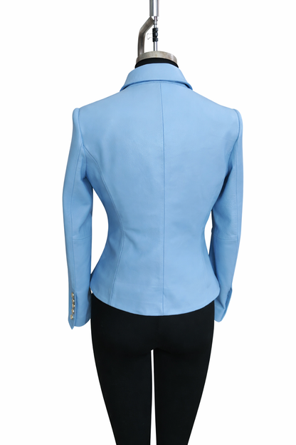 Women Genuine Lambskin Leather Blazer