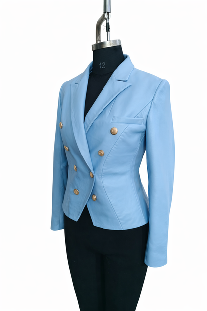 Women Genuine Lambskin Leather Blazer
