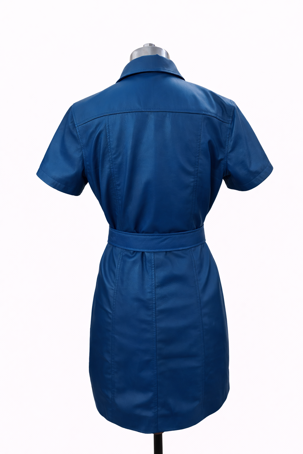 Genuine Lambskin Leather Shirt Dress