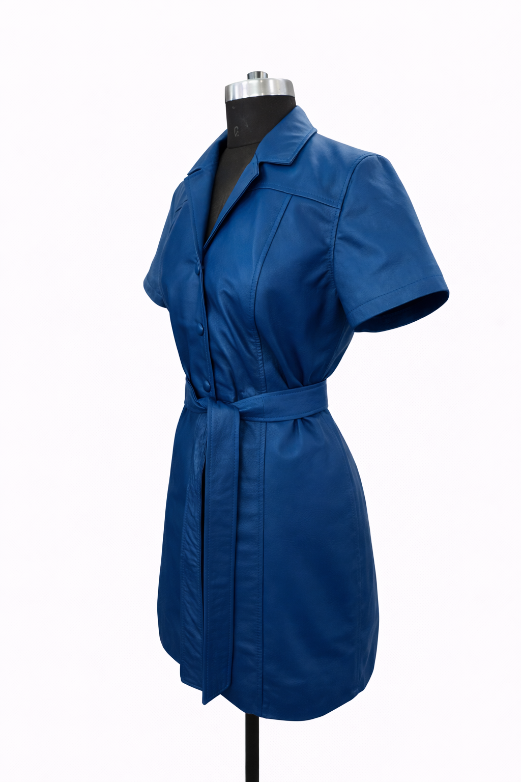 Genuine Lambskin Leather Shirt Dress