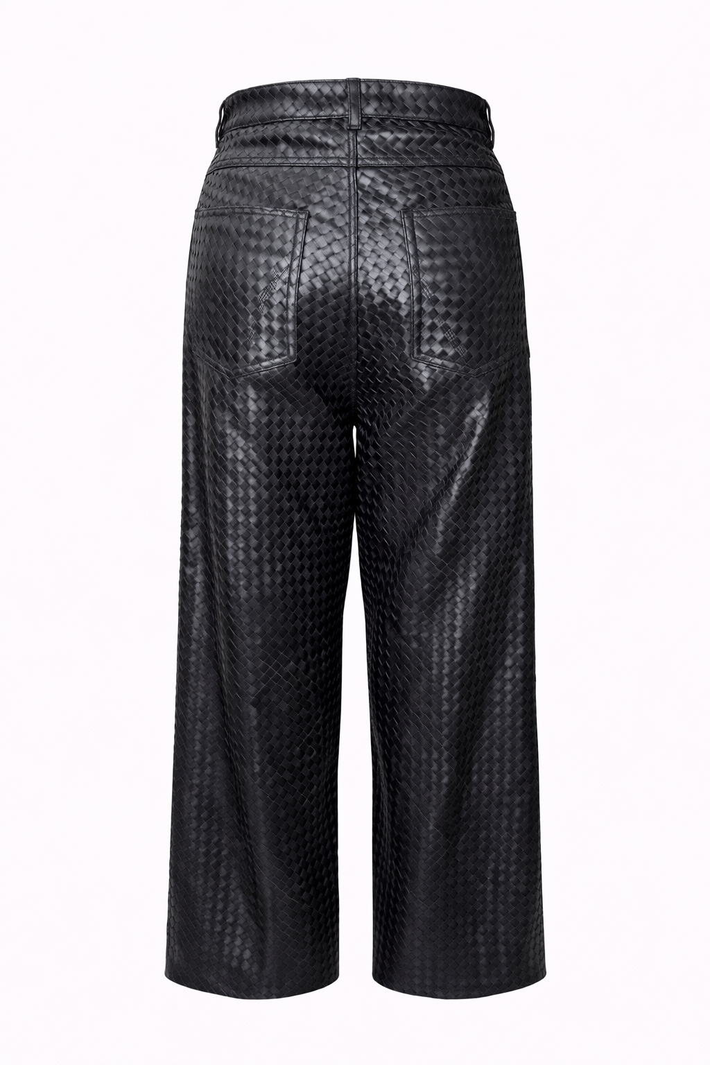 Genuine Lambskin Leather Hand-Woven Wide Leg Pant