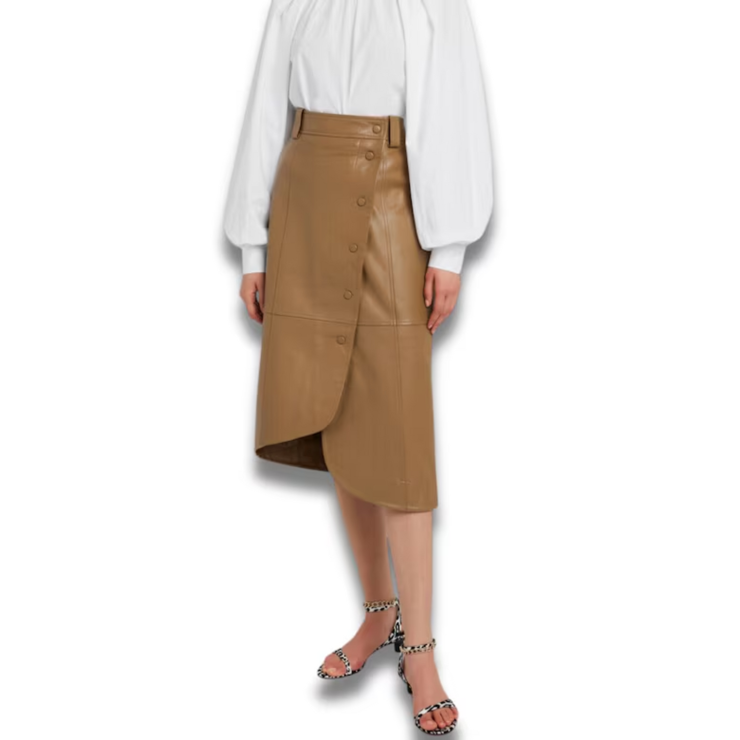 Genuine Lambskin Leather Wrap Skirt