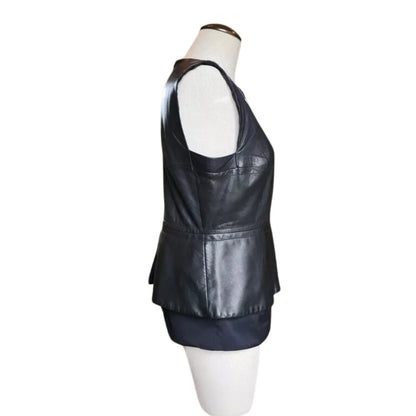 Genuine Lambskin Leather V-neck Top