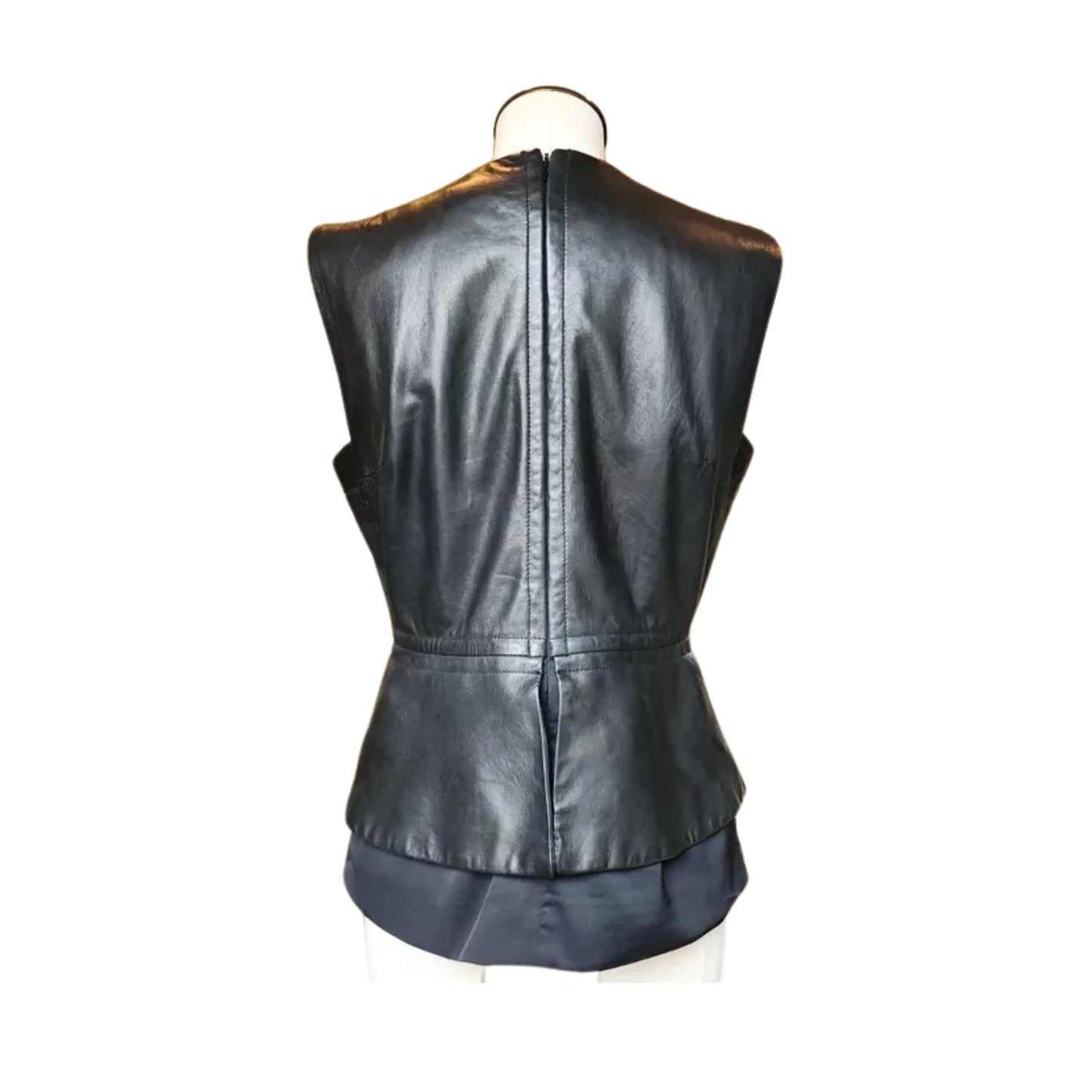 Genuine Lambskin Leather V-neck Top