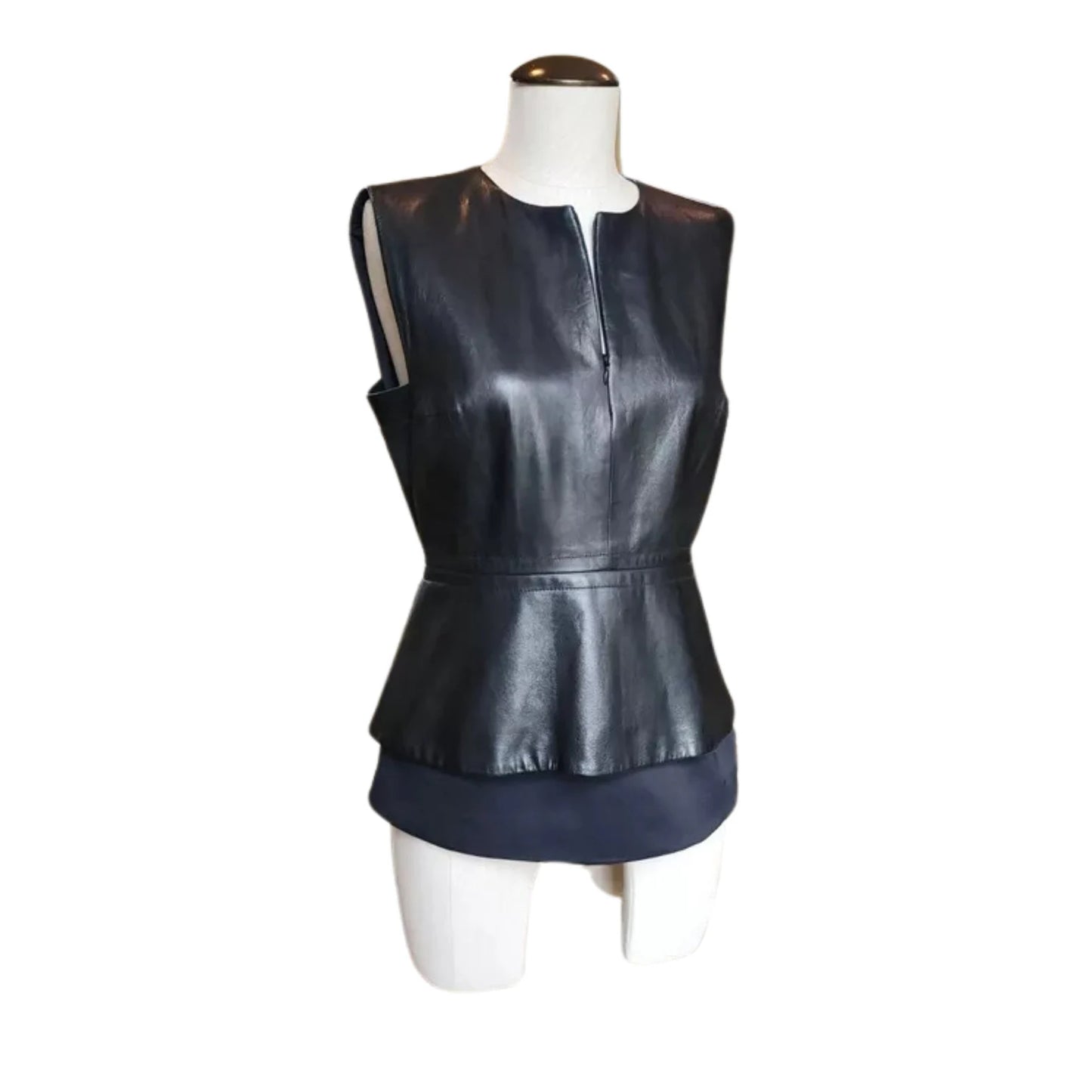 Genuine Lambskin Leather V-neck Top