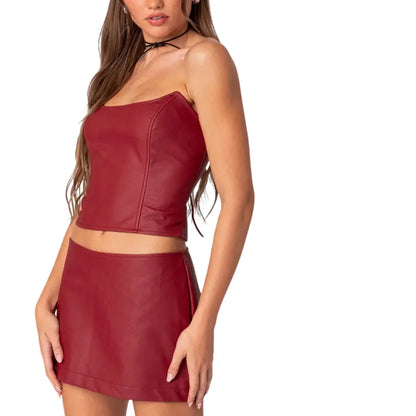 Genuine Lambskin Leather Two Piece Set