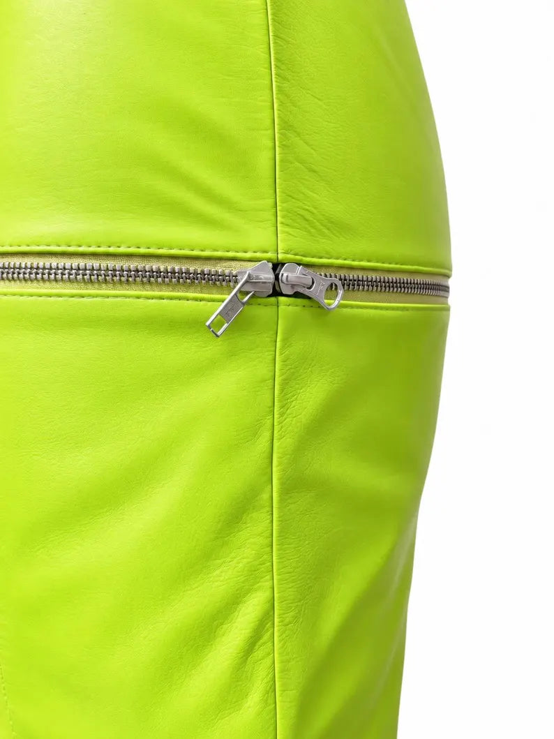 Convertible Lambskin Leather Maxi Skirt | Zip-Off Panel Skirt