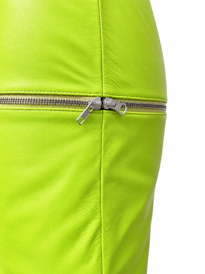 Convertible Lambskin Leather Maxi Skirt | Zip-Off Panel Skirt