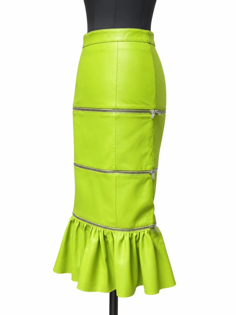 Convertible Lambskin Leather Maxi Skirt | Zip-Off Panel Skirt
