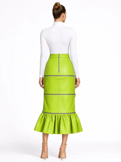 Convertible Lambskin Leather Maxi Skirt | Zip-Off Panel Skirt
