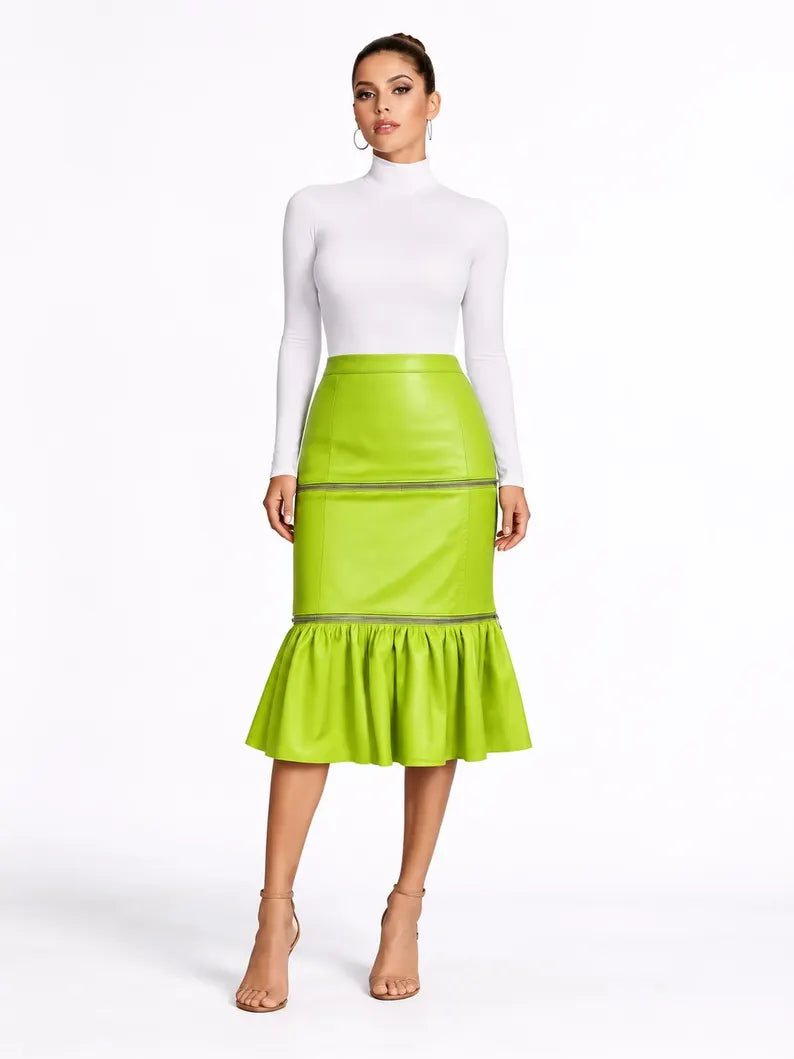 Convertible Lambskin Leather Maxi Skirt | Zip-Off Panel Skirt