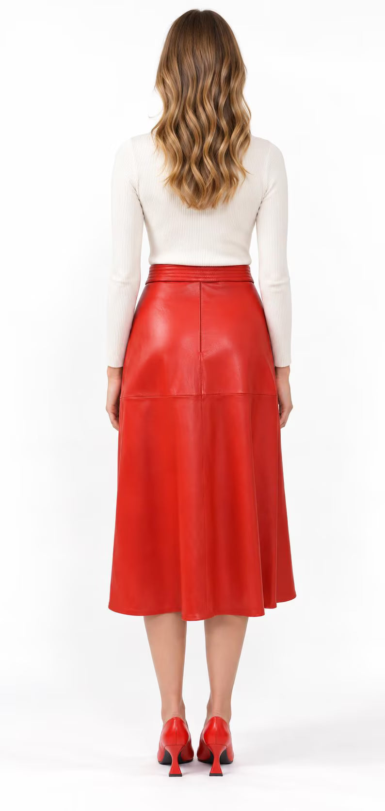 Genuine Lambskin Leather Wrap Skirt