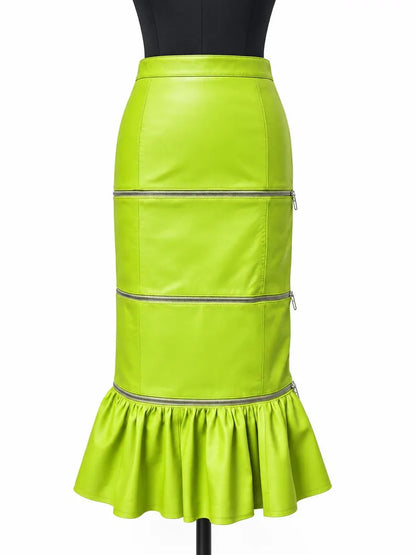 Convertible Lambskin Leather Maxi Skirt | Zip-Off Panel Skirt