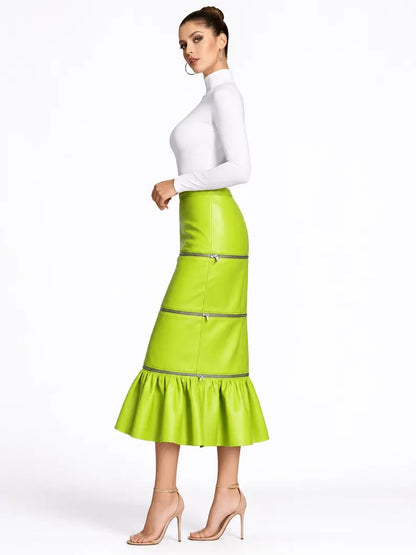Convertible Lambskin Leather Maxi Skirt | Zip-Off Panel Skirt